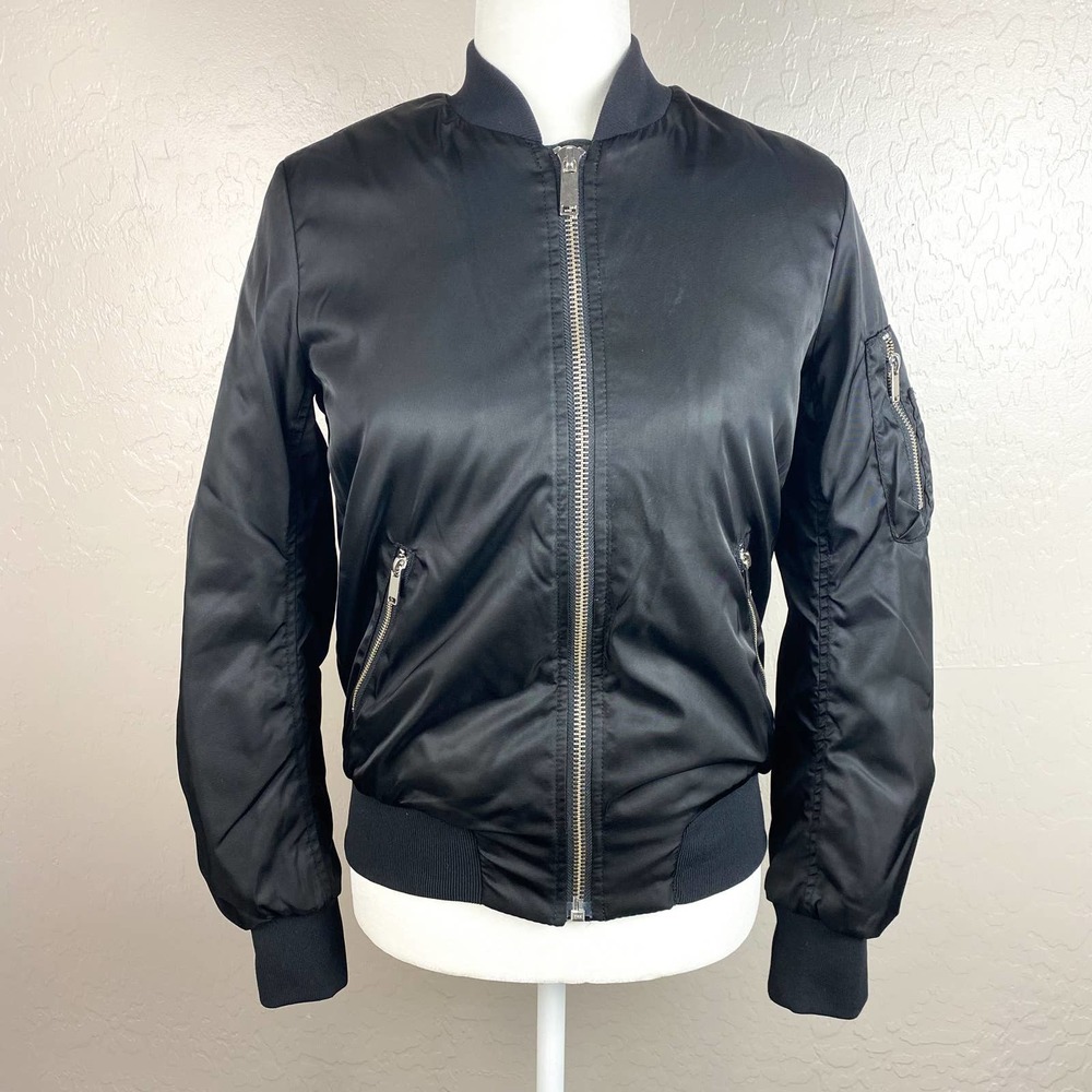 Aritzia The Group Babaton Gilman Sky Captain Black Bomber Jacket Size XS - Picture 3 of 12